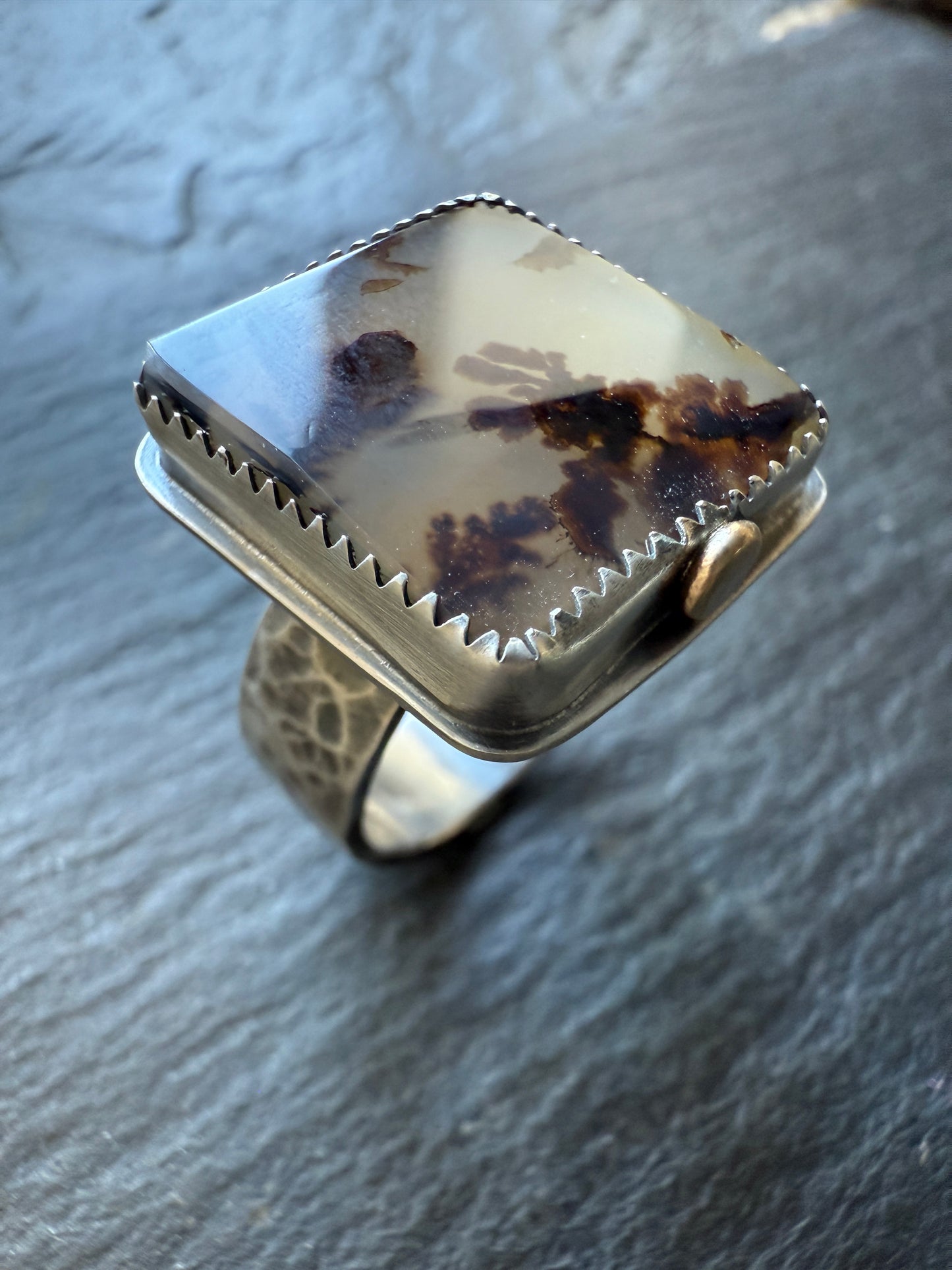 Dentritic Agate Ring US 6 3/4