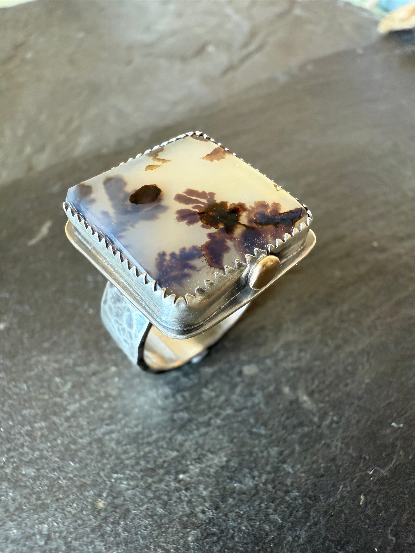 Dentritic Agate Ring US 6 3/4