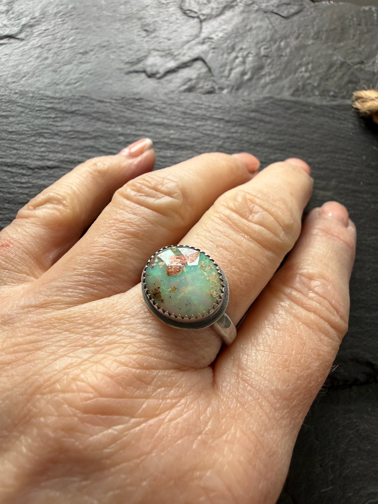 Sea Green Opal Ring US 7.5