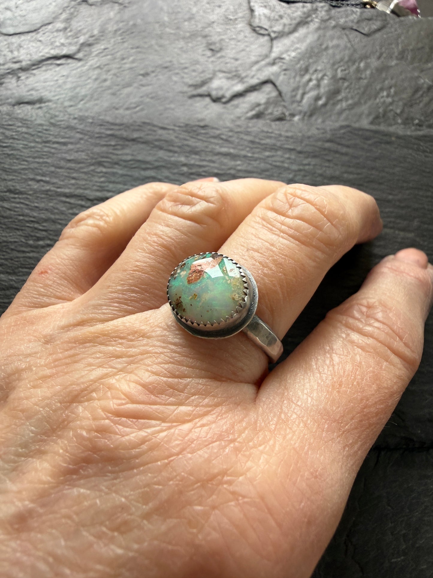 Sea Green Opal Ring US 7.5