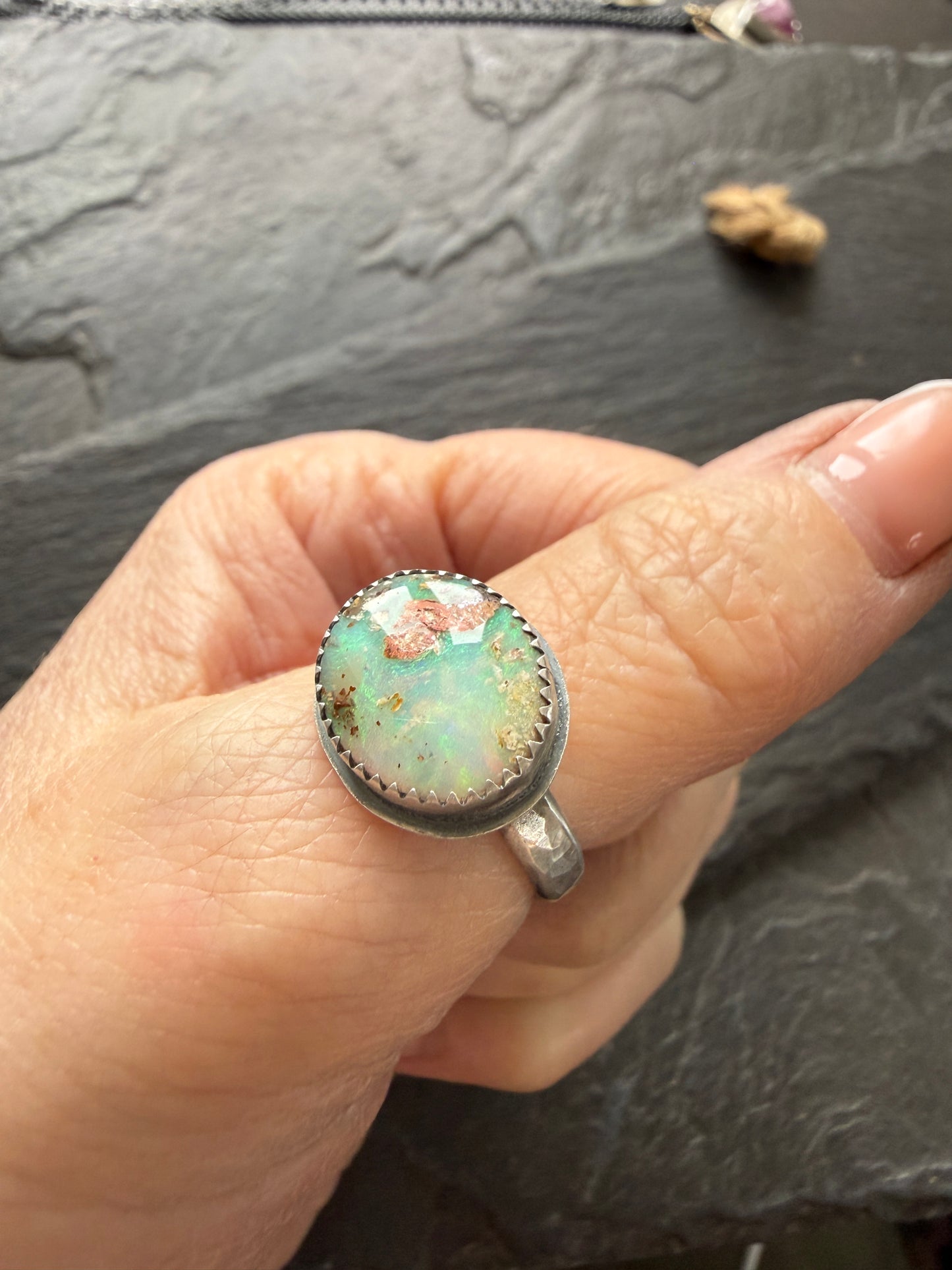 Sea Green Opal Ring US 7.5