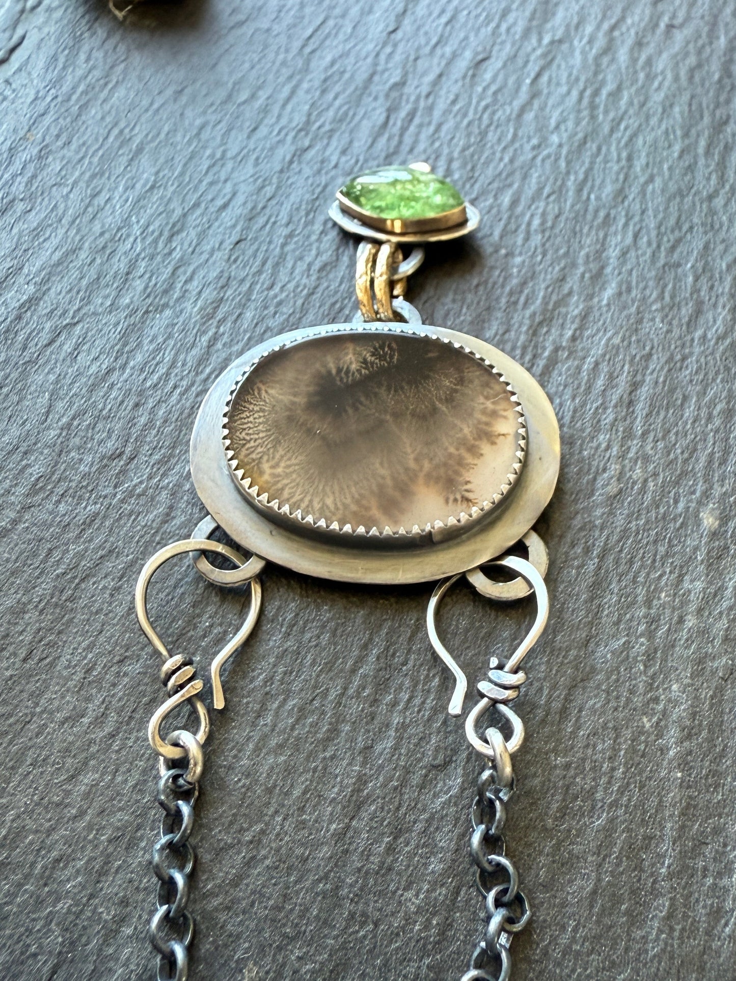 Dentritic Agate & Tsavorite Garnet Necklace