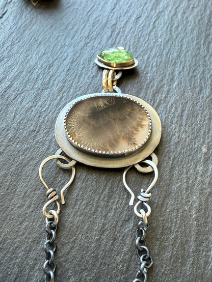 Dentritic Agate & Tsavorite Garnet Necklace