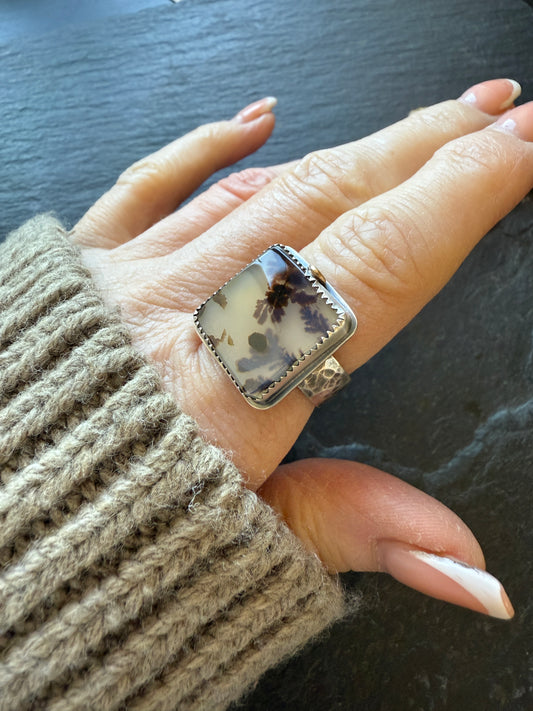 Dentritic Agate Ring US 6 3/4