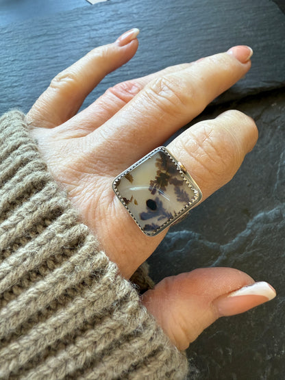 Dentritic Agate Ring US 6 3/4
