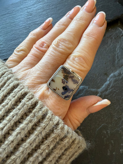 Dentritic Agate Ring US 6 3/4