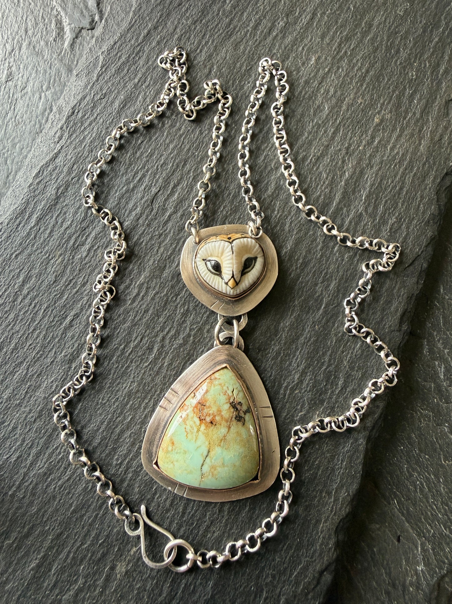 Owl & Turquoise Pendant Necklace