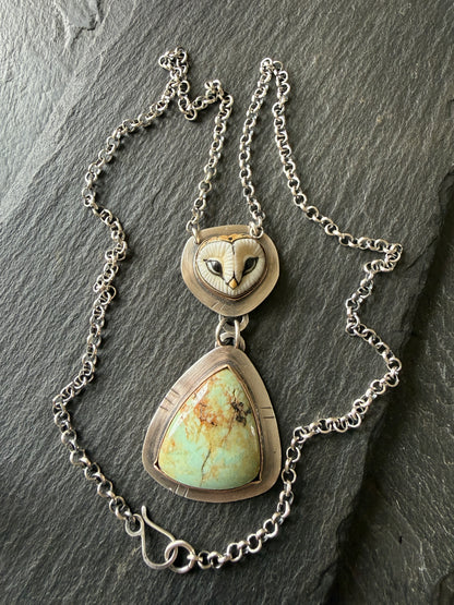 Owl & Turquoise Pendant Necklace