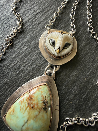 Owl & Turquoise Pendant Necklace