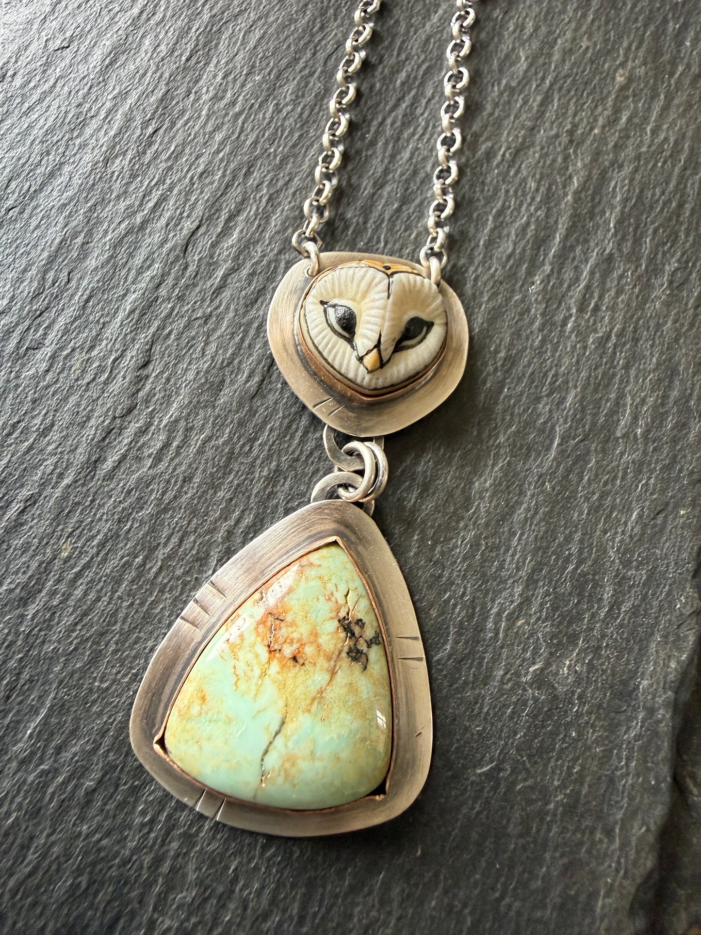 Owl & Turquoise Pendant Necklace