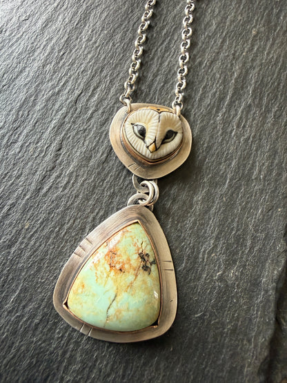Owl & Turquoise Pendant Necklace