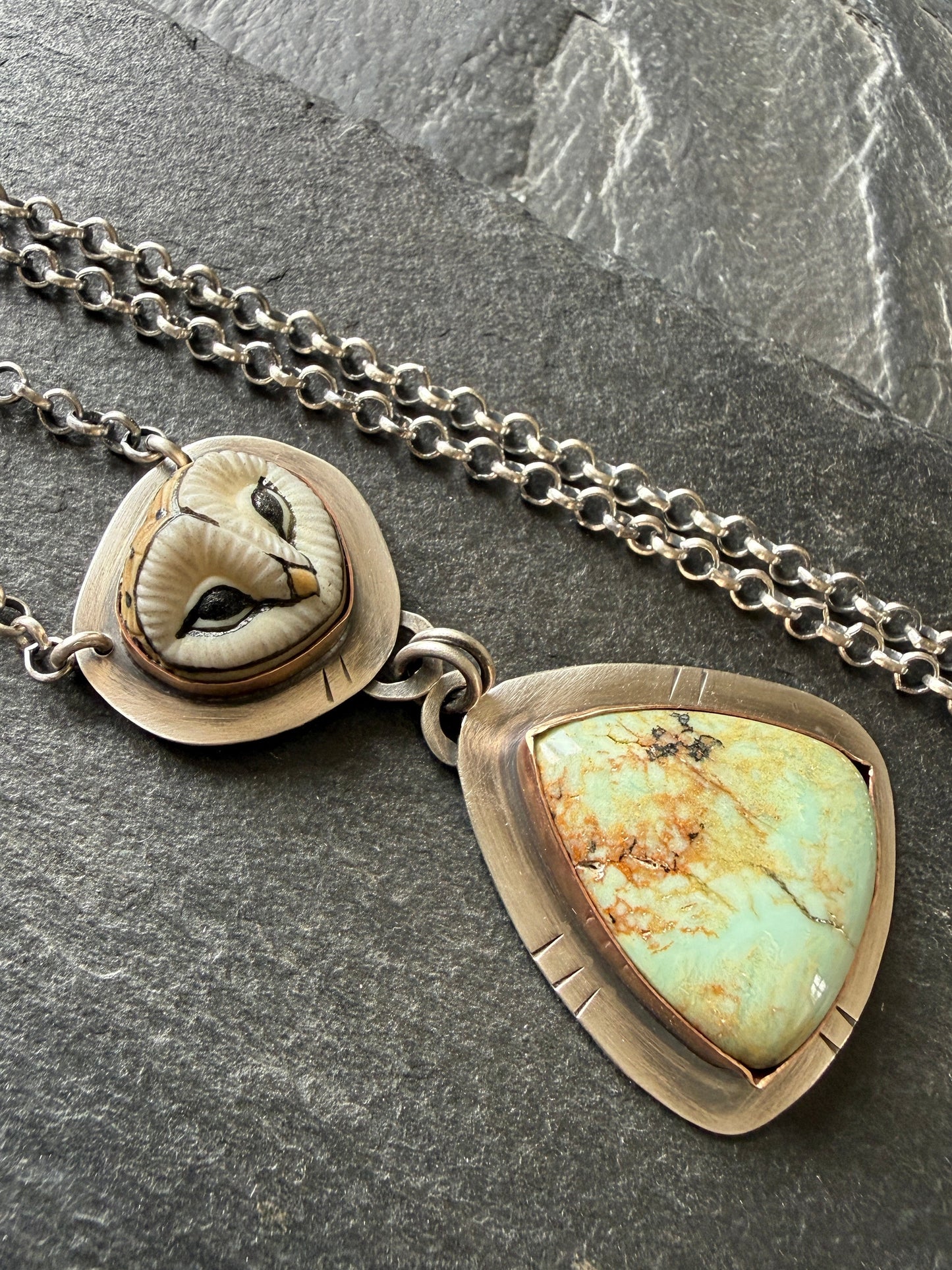 Owl & Turquoise Pendant Necklace