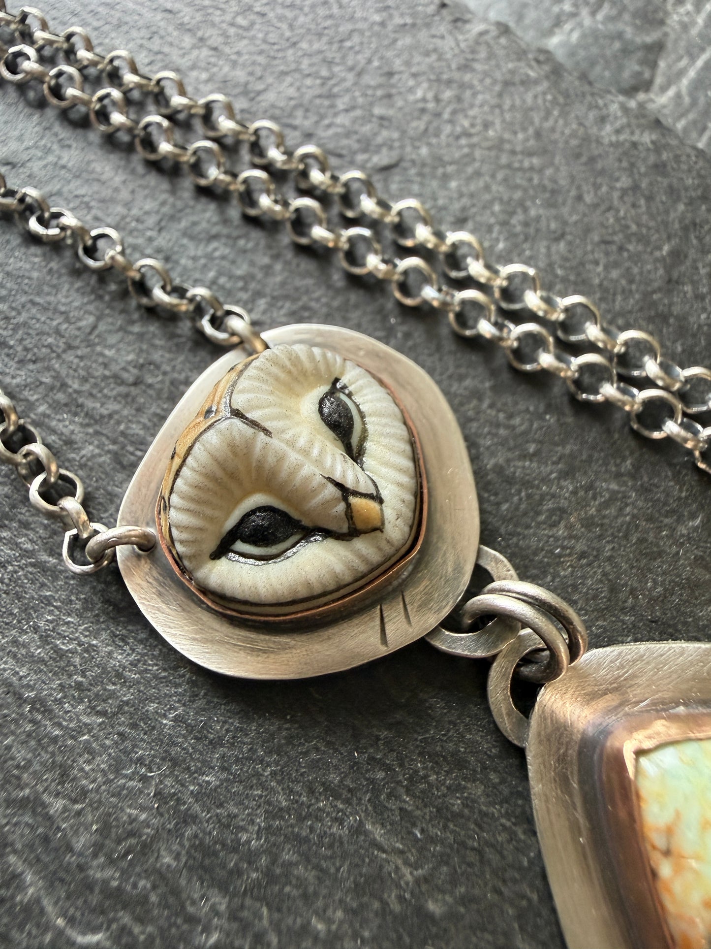 Owl & Turquoise Pendant Necklace