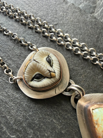 Owl & Turquoise Pendant Necklace