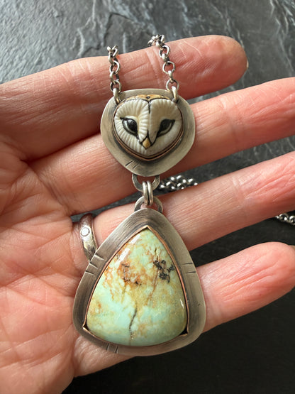 Owl & Turquoise Pendant Necklace