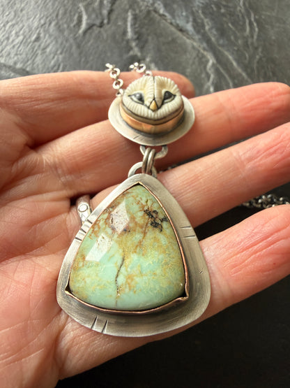 Owl & Turquoise Pendant Necklace