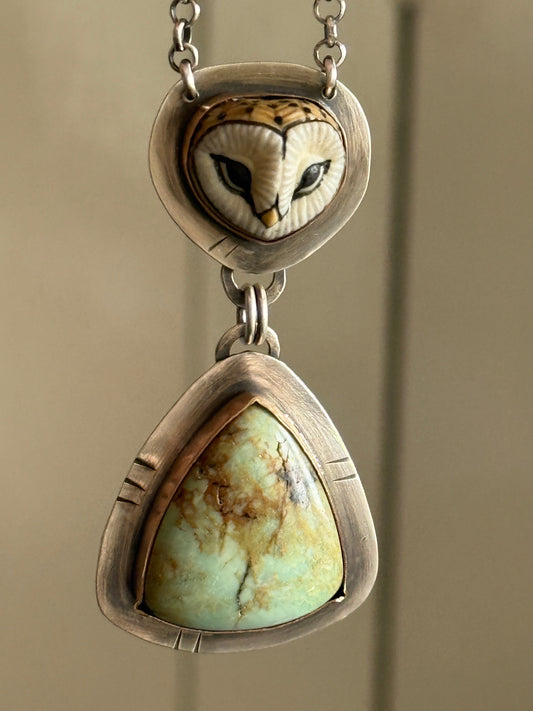 Owl & Turquoise Pendant Necklace