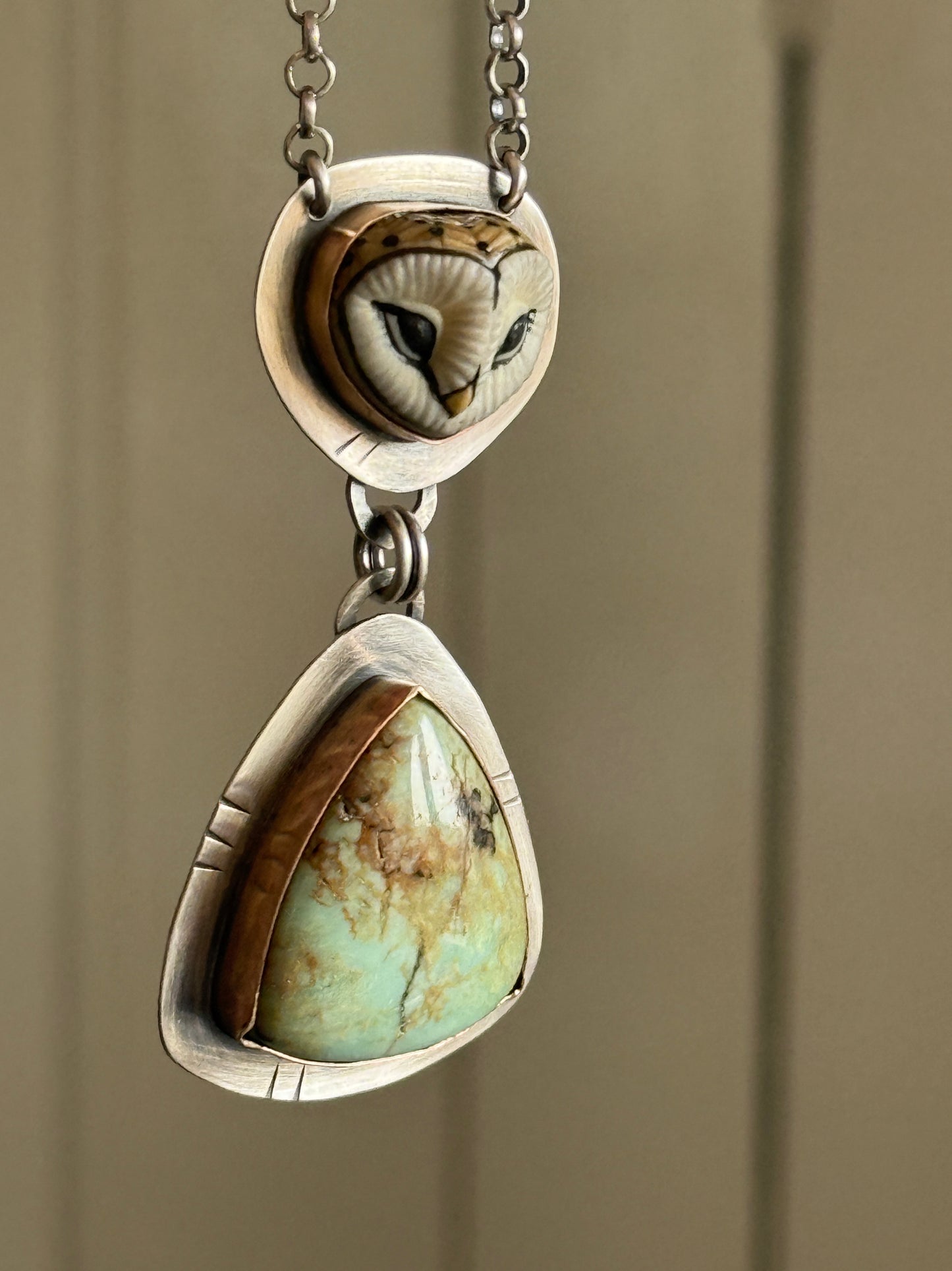 Owl & Turquoise Pendant Necklace