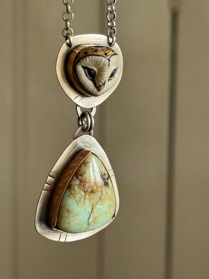 Owl & Turquoise Pendant Necklace