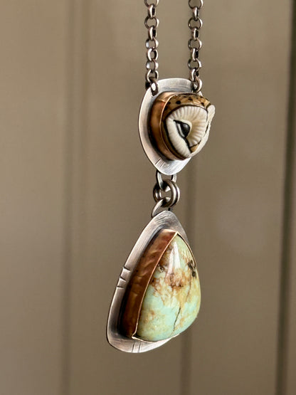 Owl & Turquoise Pendant Necklace