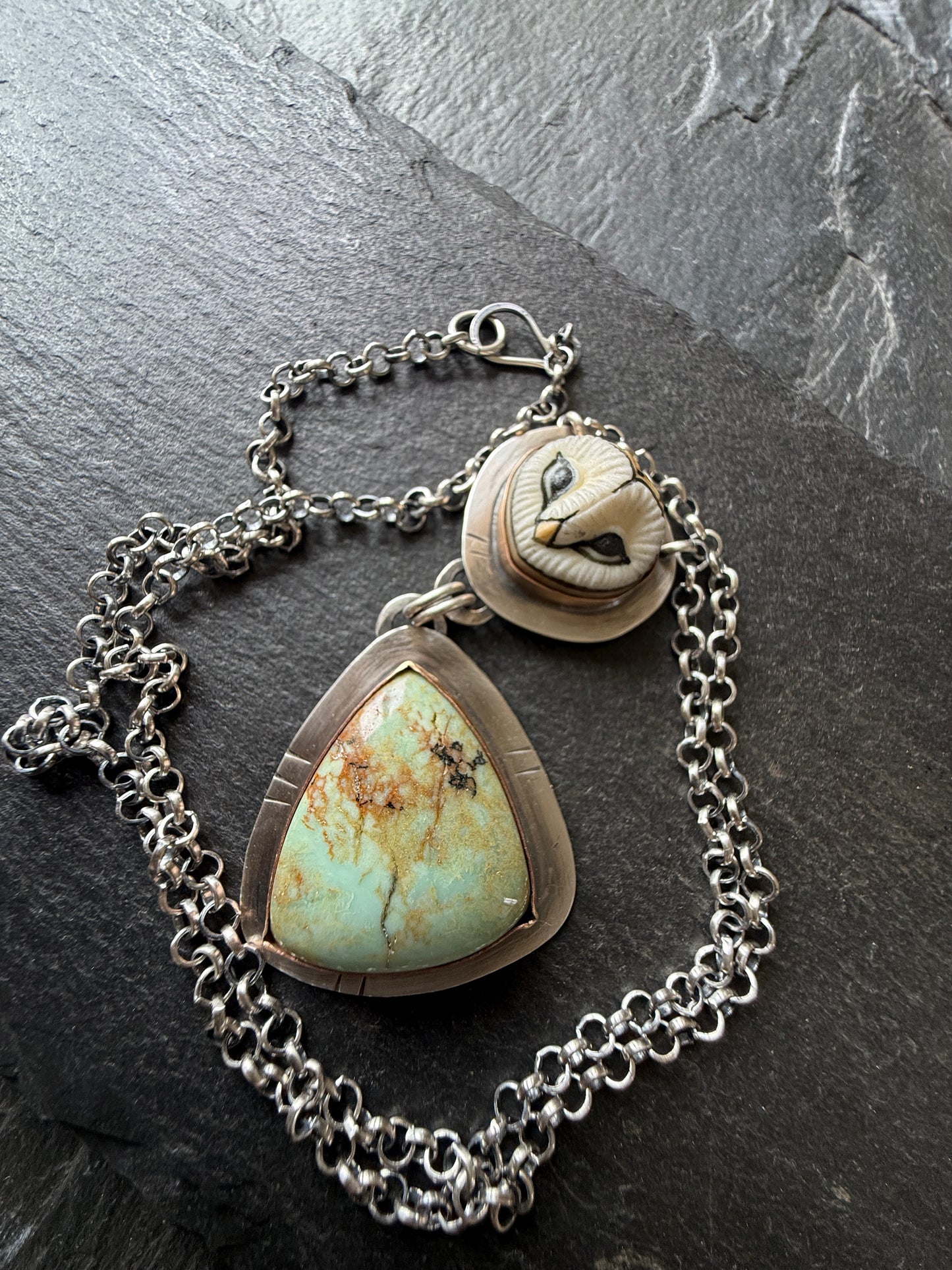 Owl & Turquoise Pendant Necklace