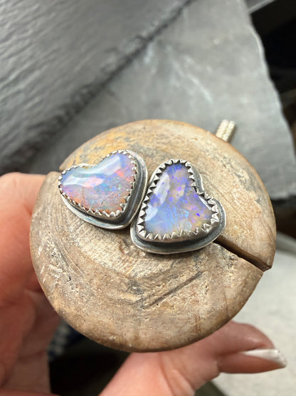 Dainty Heart Opal Studs