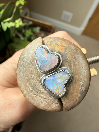 Dainty Heart Opal Studs