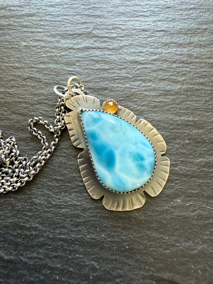 Larimar and Citrine Necklace