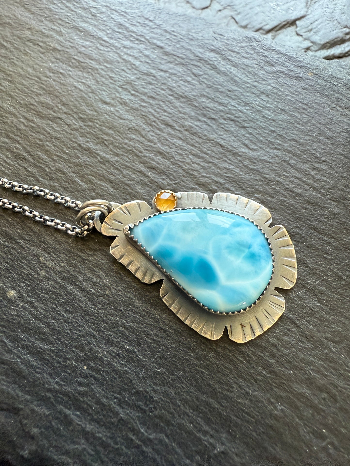 Larimar and Citrine Necklace
