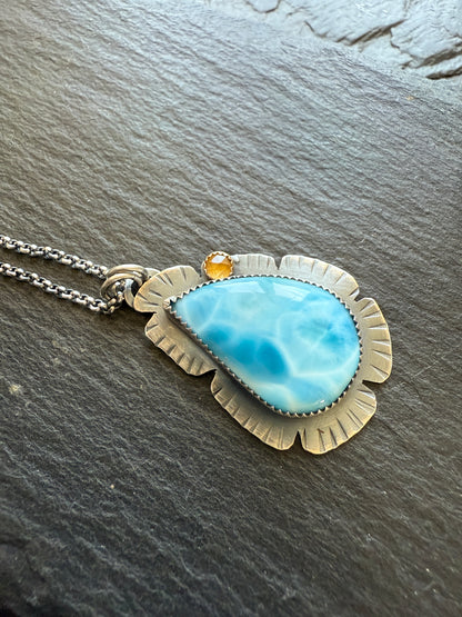 Larimar and Citrine Necklace