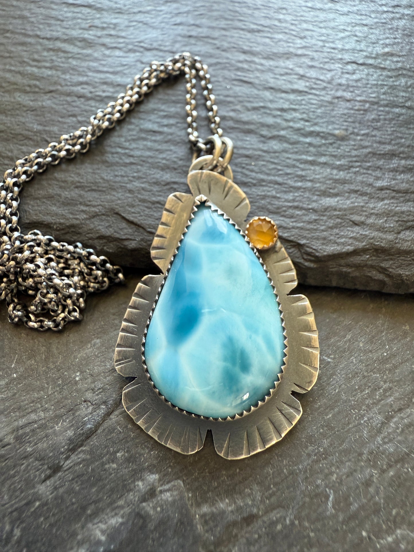 Larimar and Citrine Necklace