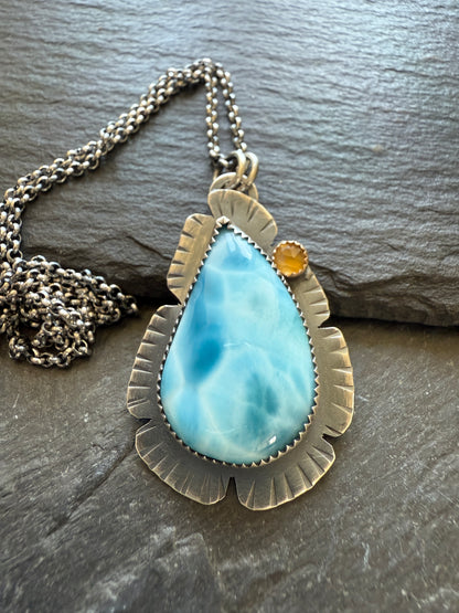 Larimar and Citrine Necklace