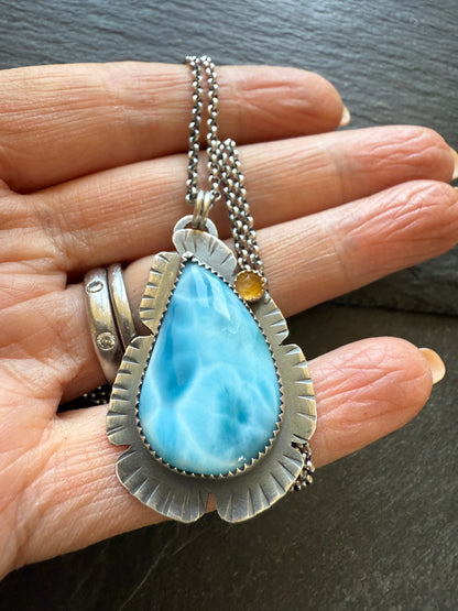Larimar and Citrine Necklace