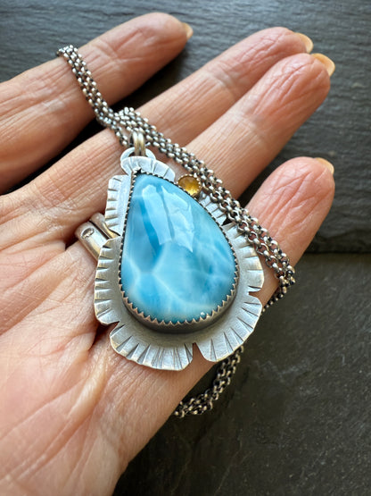Larimar and Citrine Necklace