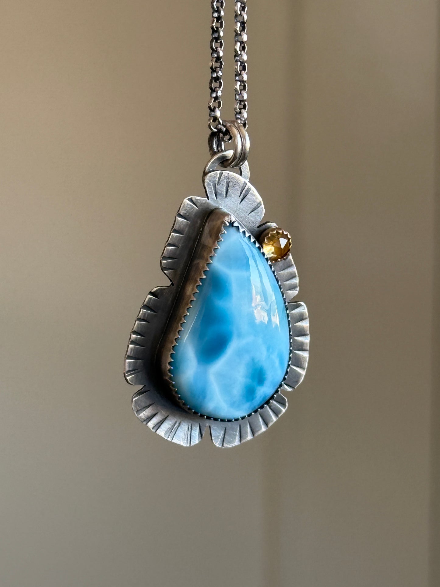 Larimar and Citrine Necklace