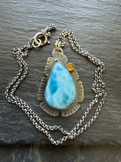 Larimar and Citrine Necklace