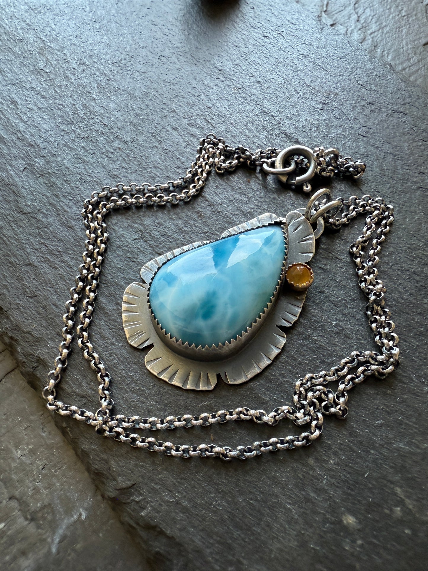 Larimar and Citrine Necklace