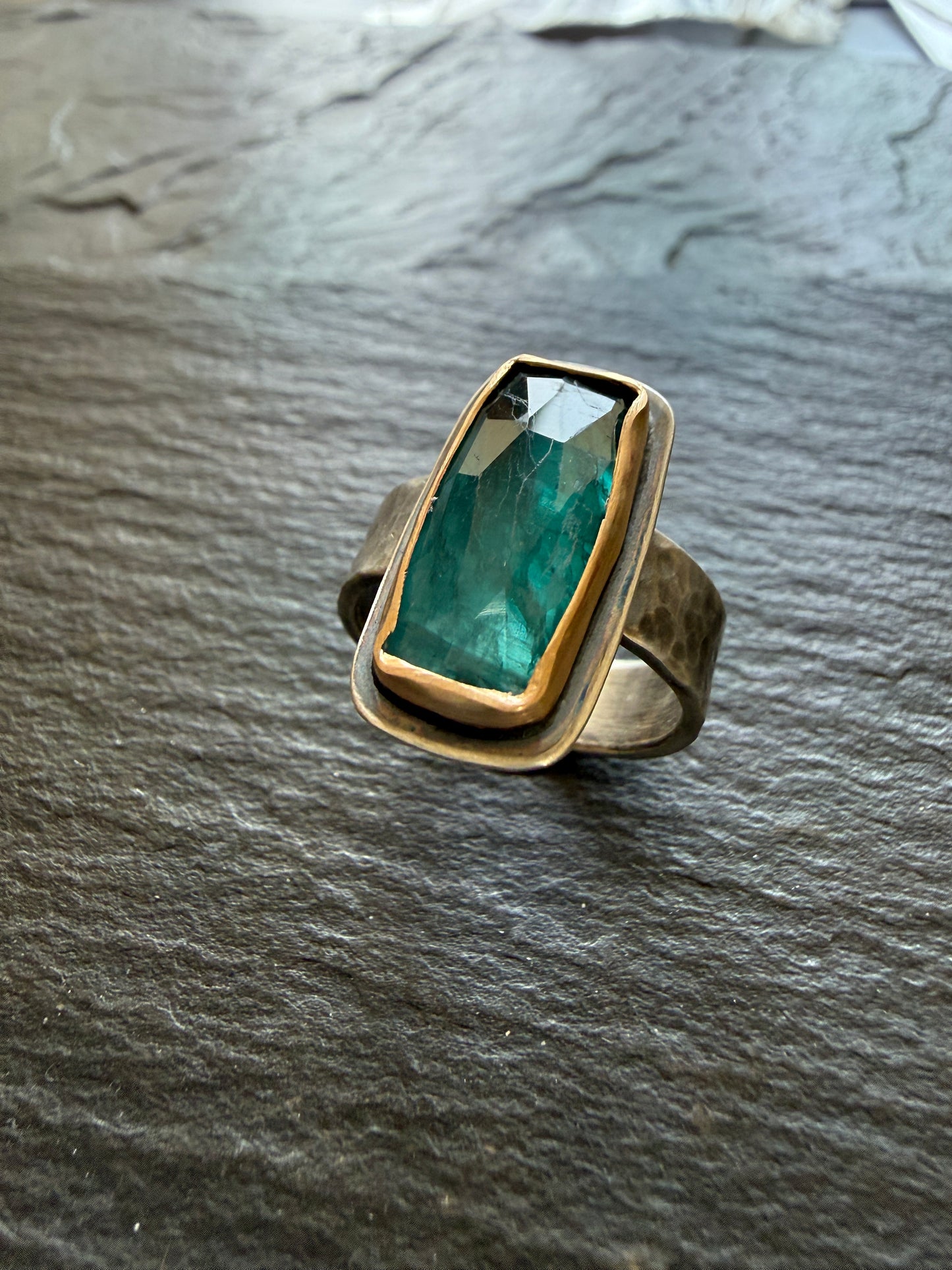 Teal Kyanite Ring US 7.5 UK O 1/2