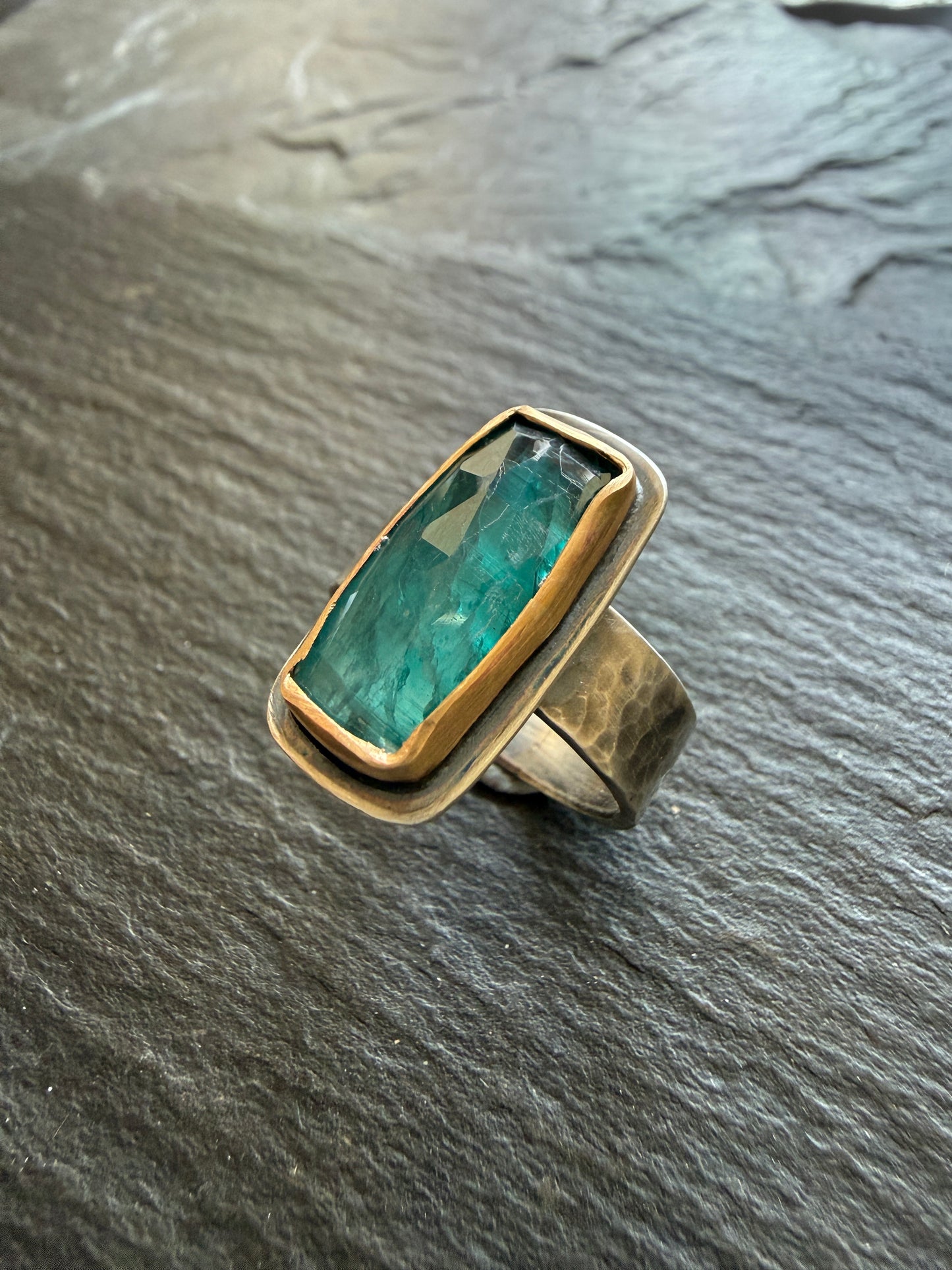 Teal Kyanite Ring US 7.5 UK O 1/2