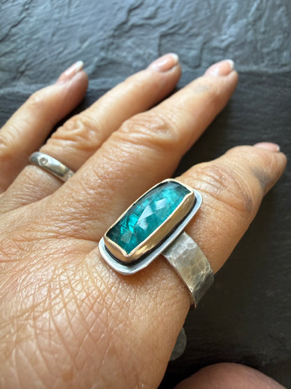 Teal Kyanite Ring US 7.5 UK O 1/2