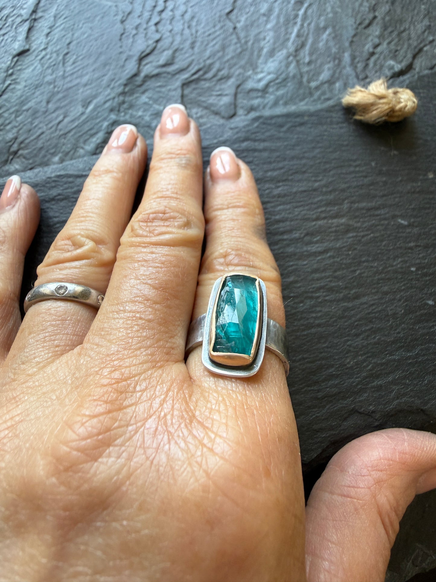 Teal Kyanite Ring US 7.5 UK O 1/2