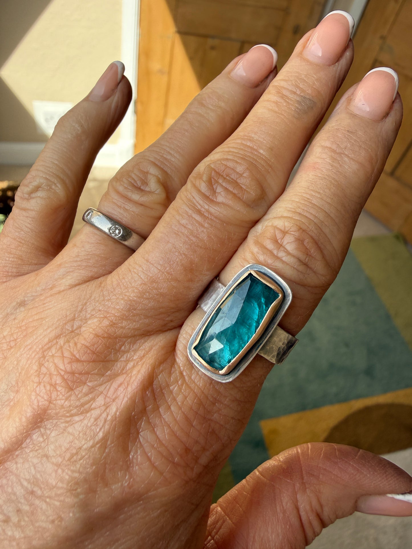 Teal Kyanite Ring US 7.5 UK O 1/2