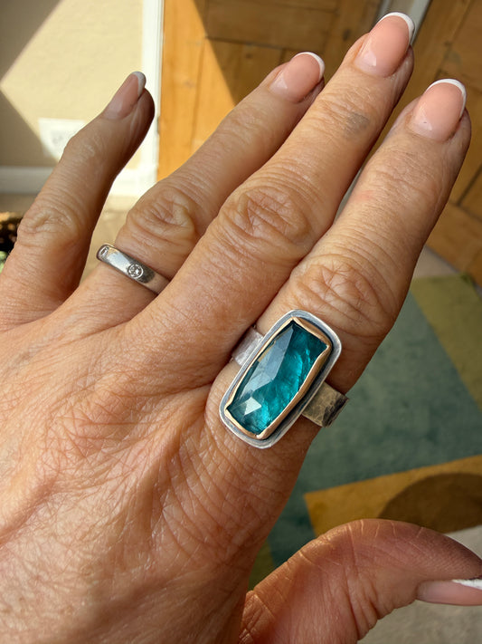 Teal Kyanite Ring US 7.5 UK O 1/2