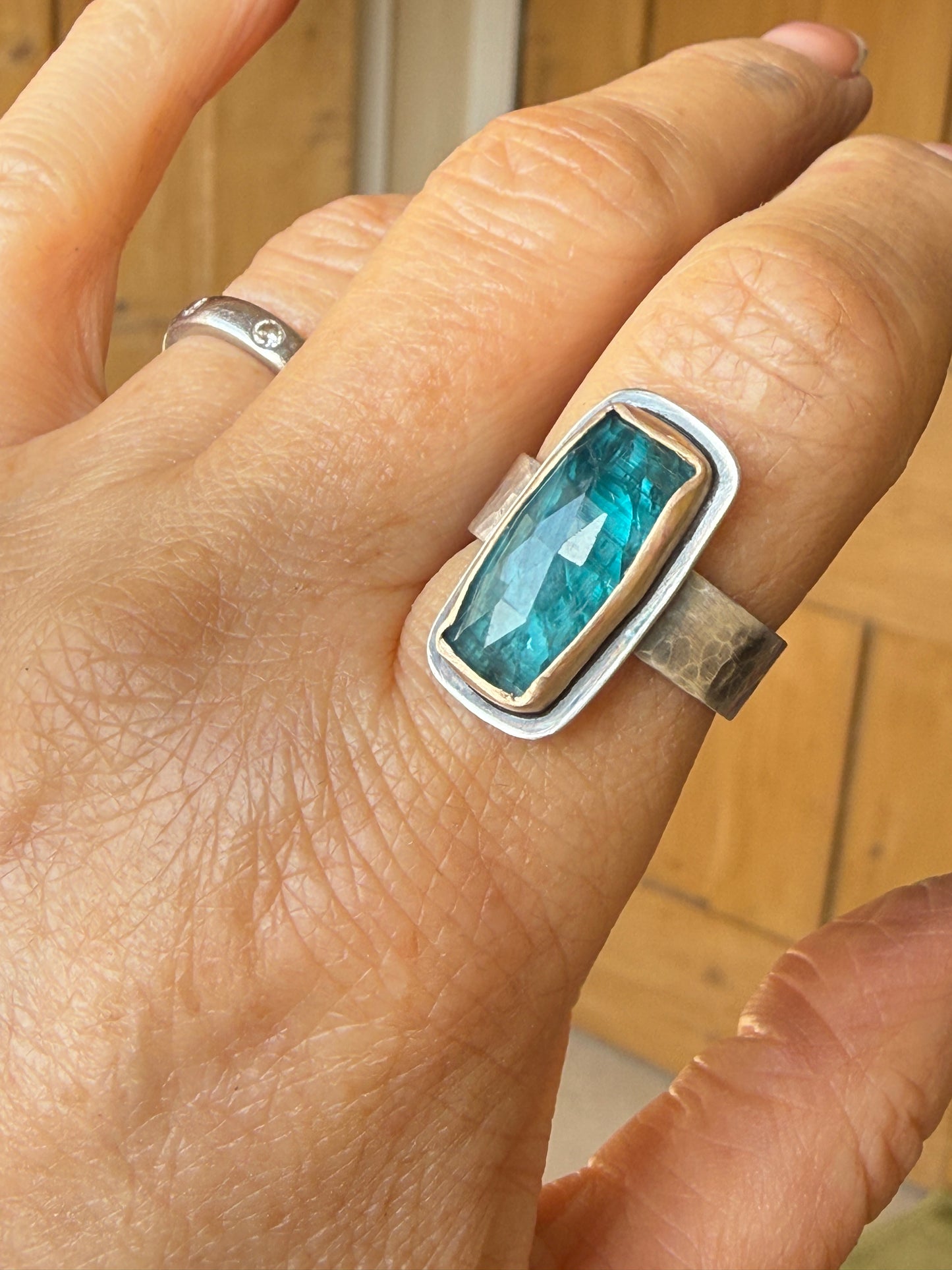 Teal Kyanite Ring US 7.5 UK O 1/2