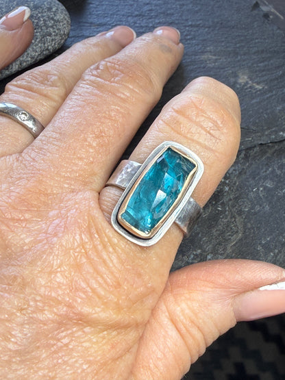 Teal Kyanite Ring US 7.5 UK O 1/2
