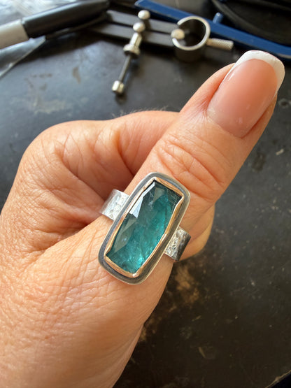 Teal Kyanite Ring US 7.5 UK O 1/2