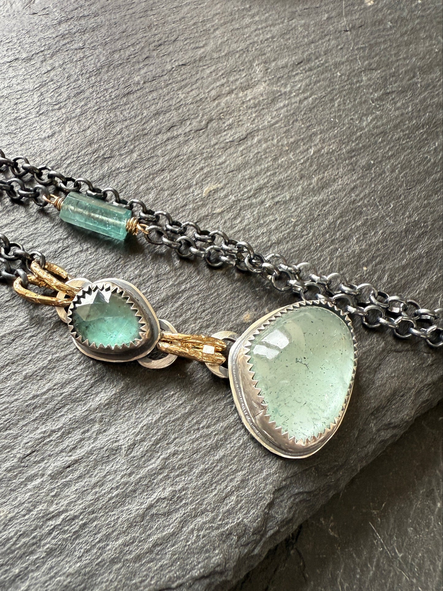 Aquamarine and Kyanite Necklace