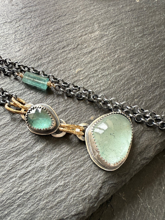 Aquamarine and Kyanite Necklace