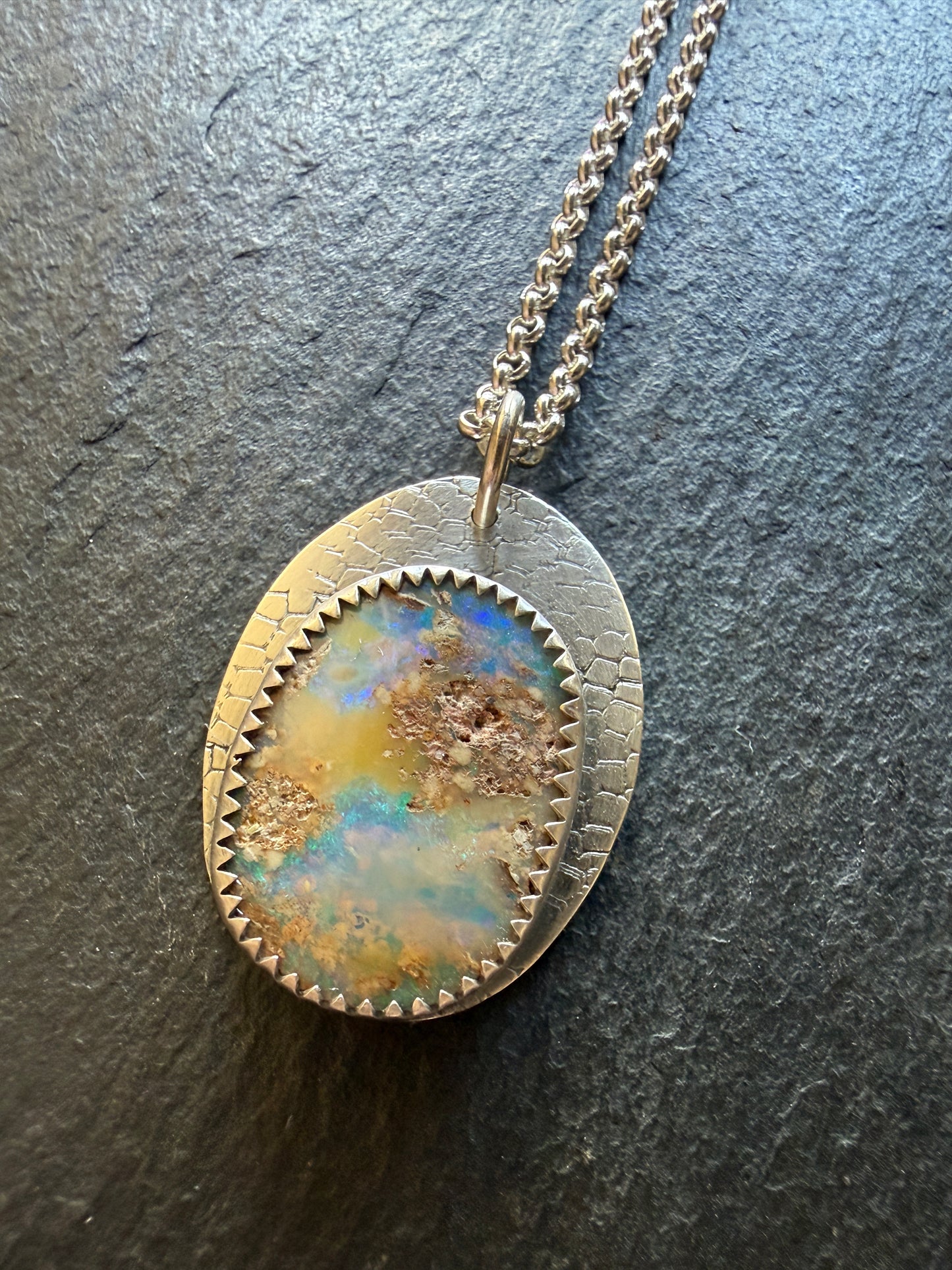 Blue and Green Opal Pendant