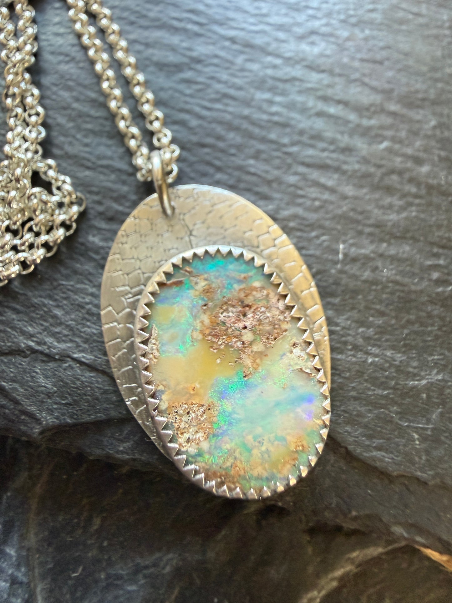 Blue and Green Opal Pendant